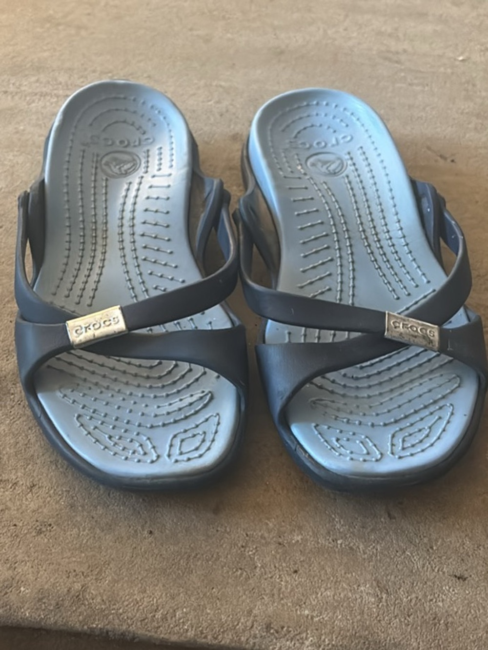 Crocs Blue Sandals Slides Comfort Shoes Womens Size 9 A-6